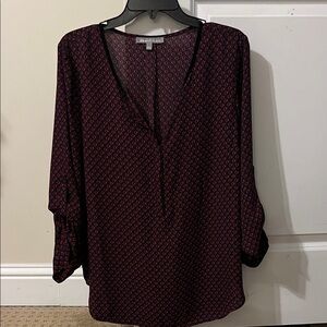 Daniel Rainn Red and Black Patterned Blouse
